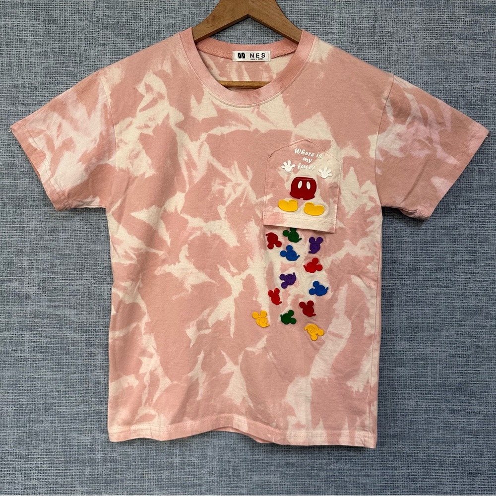Where Is My Face? Mickey Mouse Custom Bleach Dyed Tee